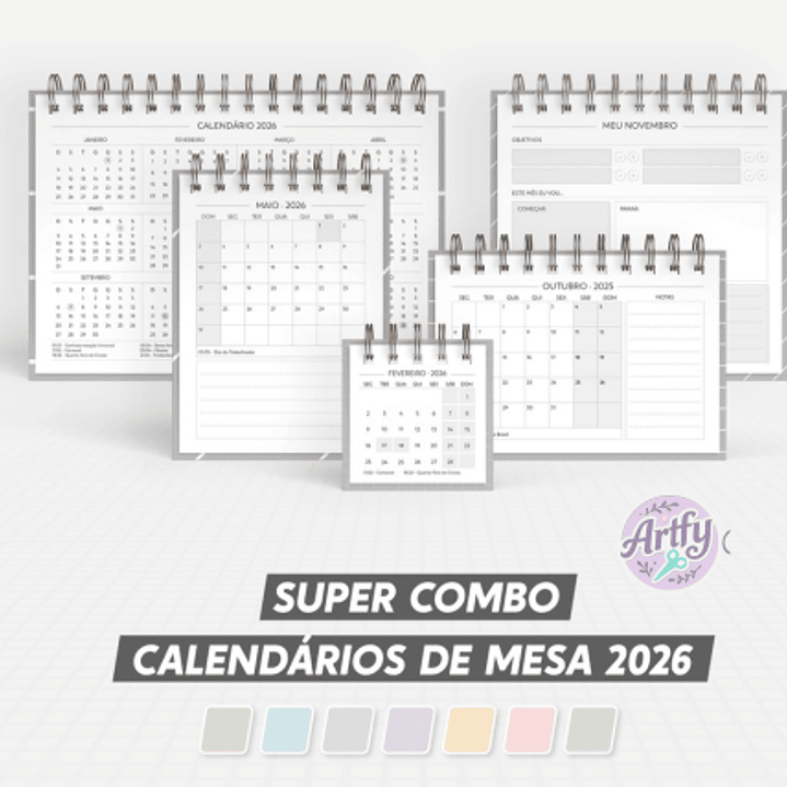 SUPER COMBO de Calendário de mesa 2026