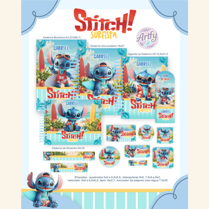 KIT ENCARDENAÇÃO  Stitch Surfista 1