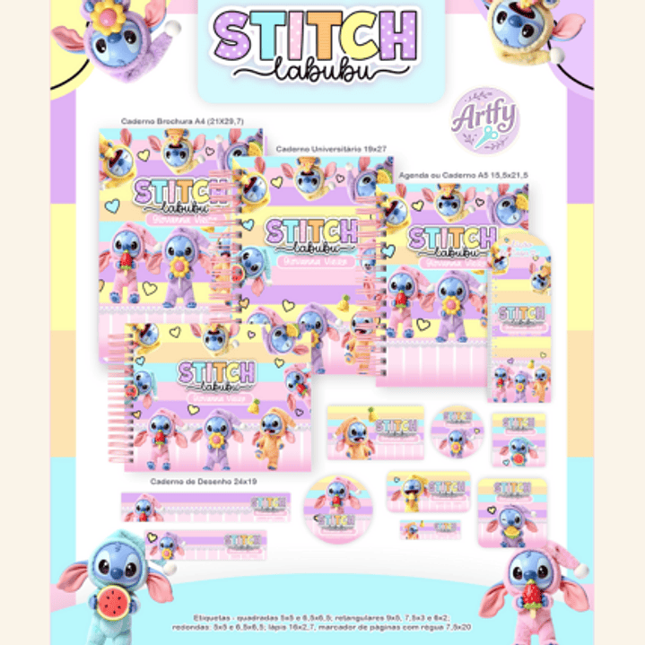 KIT Encadernação STITCH LABUBU 1