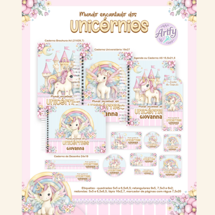 KIT Encadernação MUNDO ENCANTADO DOS UNICÓRNIOS 1
