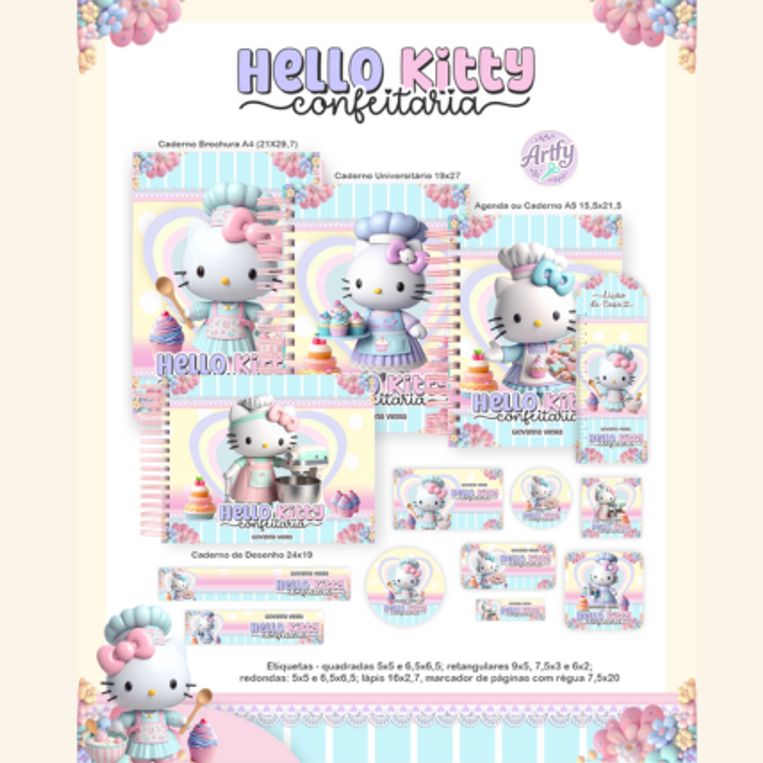 KIT Encadernação HELLO KITTY CONFEITARIA 1