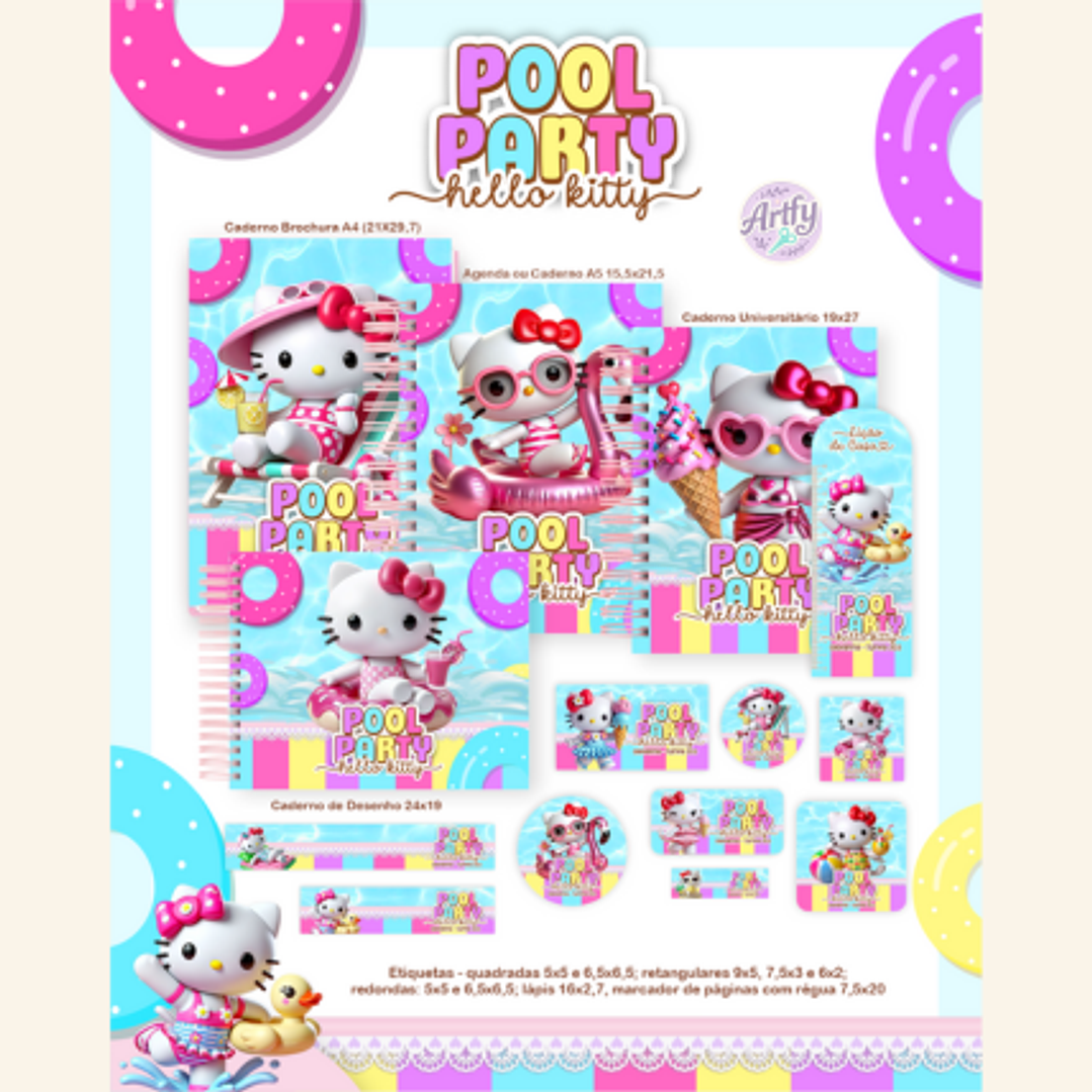 KIT Encadernação HELLO KITTY POOL PARTY 1