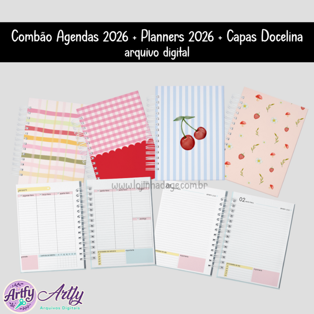 Combão Agendas 2026 + Planners 2026 + Capas Docelinas 1