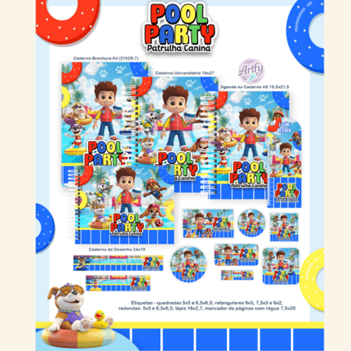 kit Encadernação POOL PARTY PATRULHA. 1