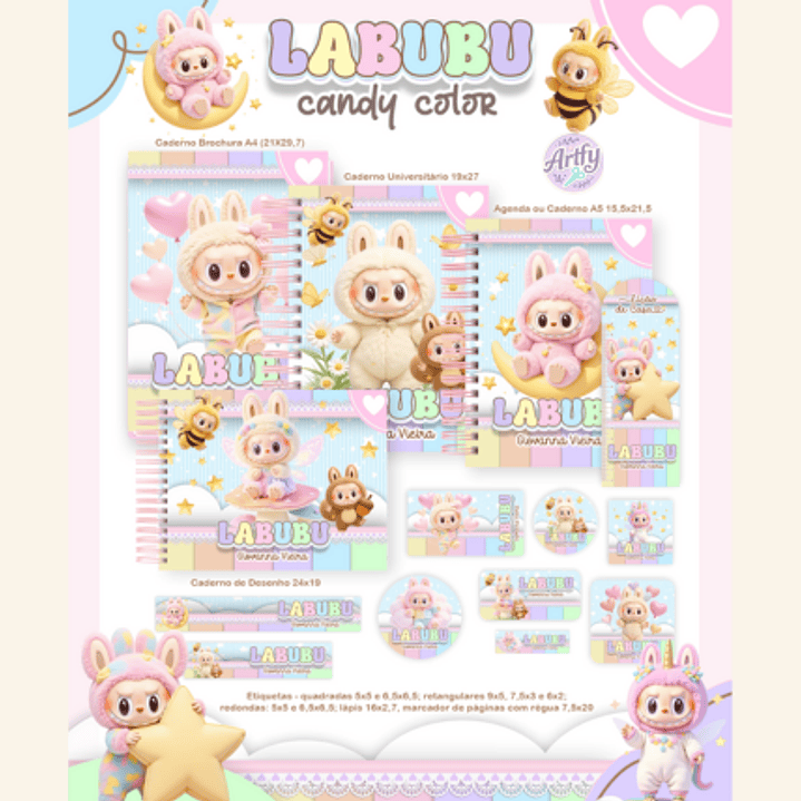 kit Encadernação  LABUBU CANDY  1