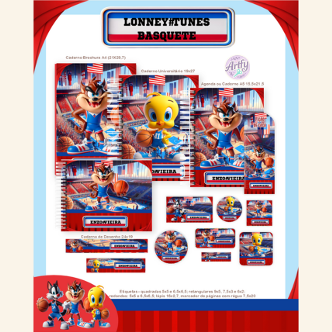 Kit Encadernação LONNEY TUNES BASQUETE 1