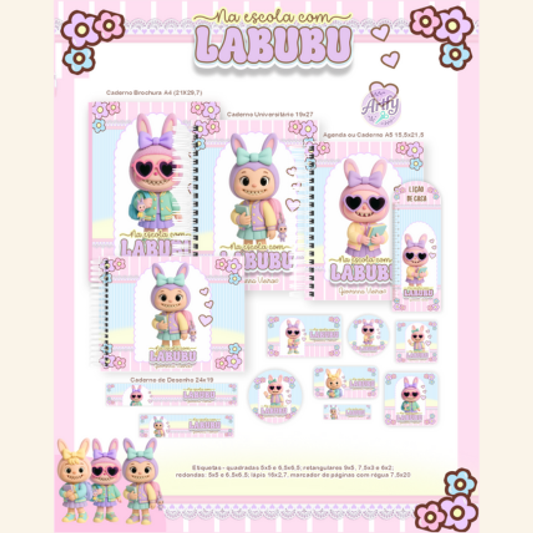 Kit Encadernação LABUBU ESCOLAR 1
