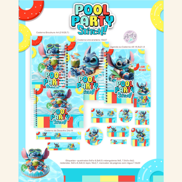 Kit Encadernação STITCH POOL PARTY 1