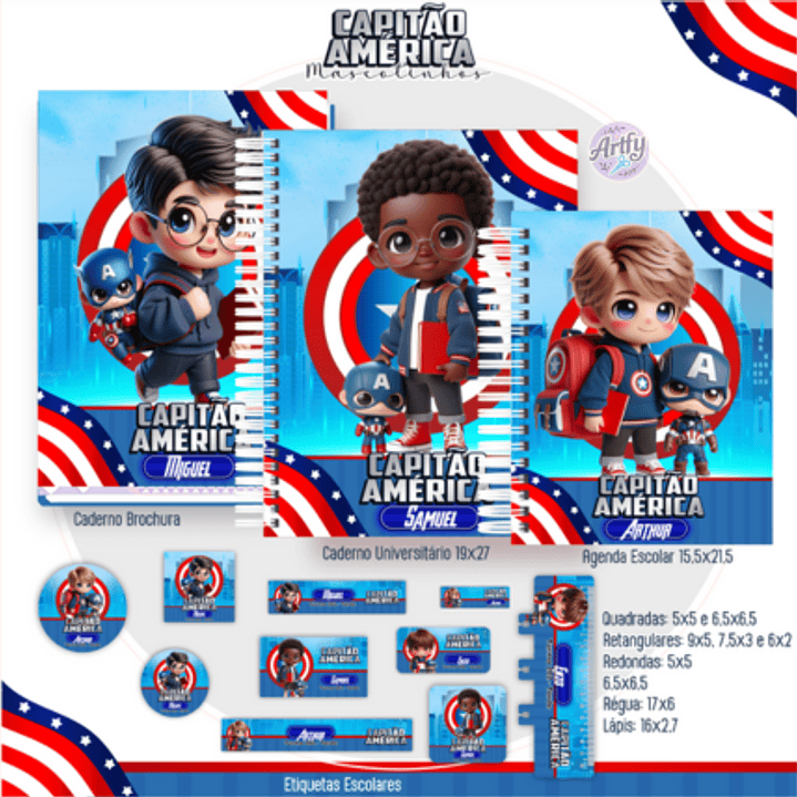 KIT Encadernação CAPITÃO AMÉRICA MASCOTINHOS 1