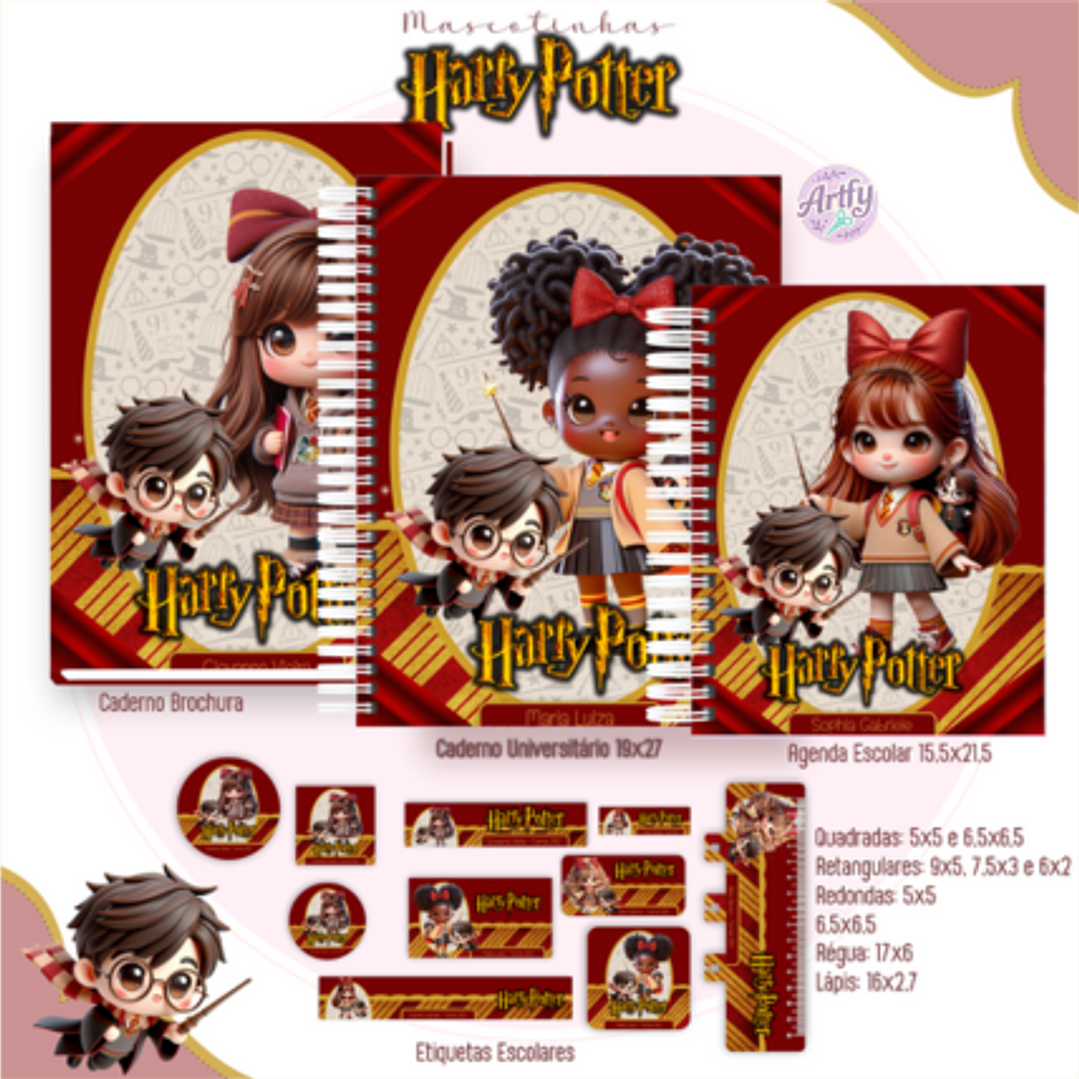 KIT Encadernação HARRY POTTER MASCOTINHAS 1