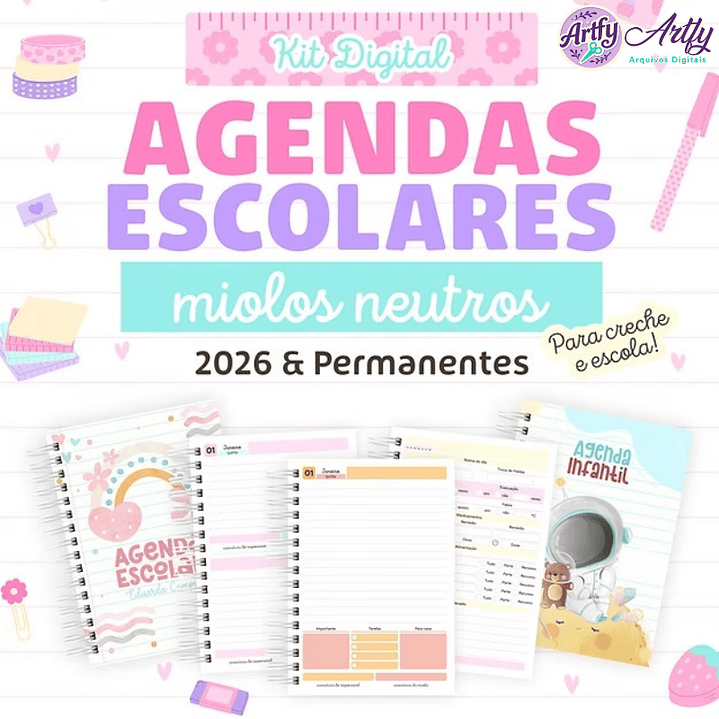Kit Digital Agendas Escolares Neutras 1