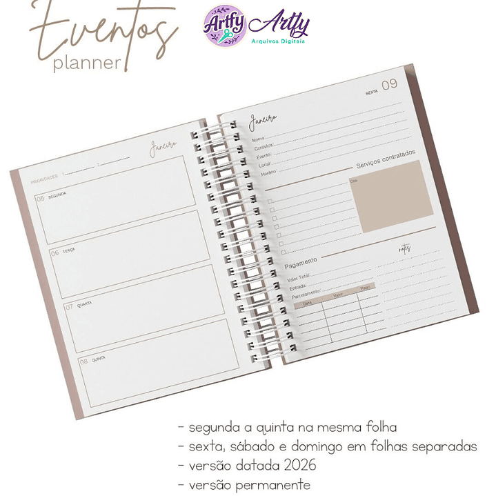 Planner Eventos - Datado 2026 e Permanente 1