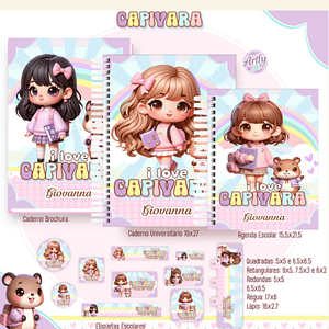 Combo Escolar CAPIVARA MENINA