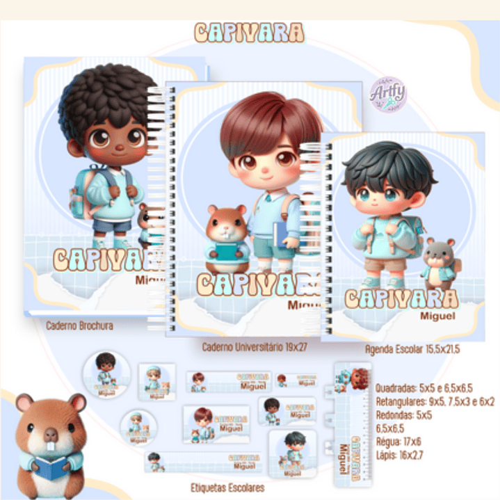 Combo Escolar CAPIVARA MENINO 1