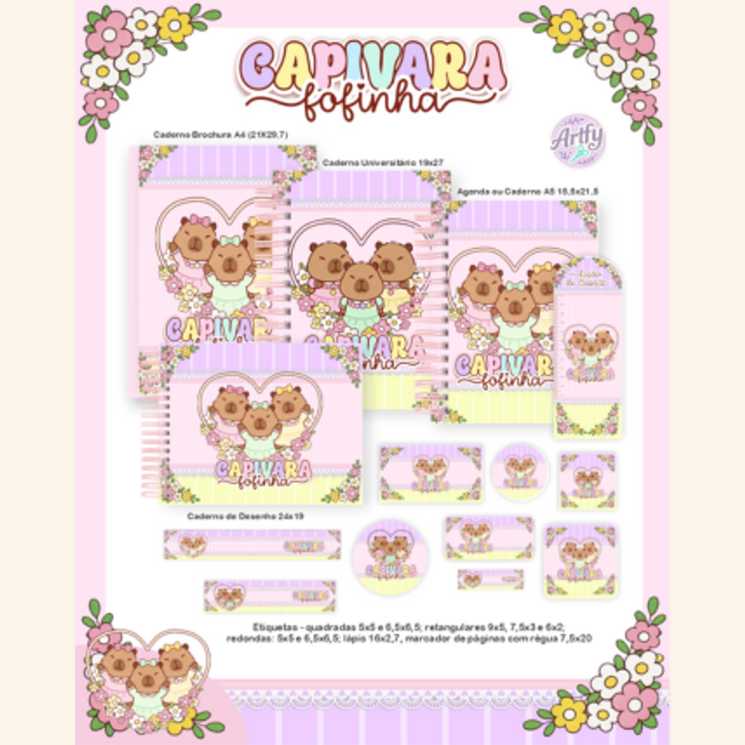 Combo Escolar CAPIVARAS FOFINHAS 1