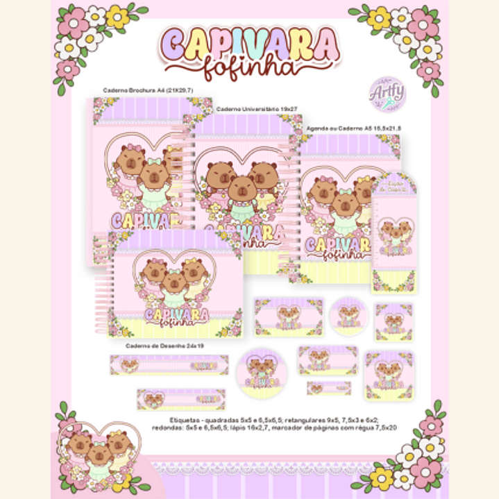 Combo Escolar CAPIVARAS FOFINHAS 1