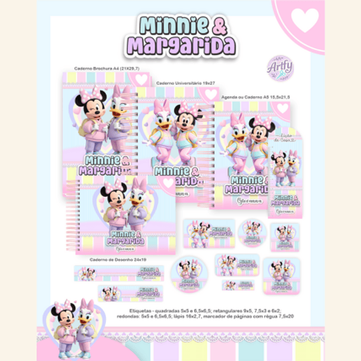 Combo Escolar  MINNIE E MARGARIDA 1