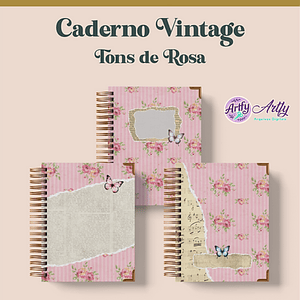 Caderno Vintage Tons de Rosa Wireo