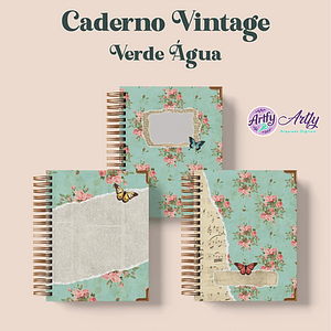 Caderno Vintage Verde Água Wireo