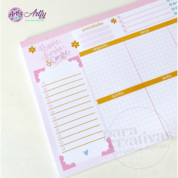 Miniatura Organizador Semanal Respire Fundo 1