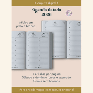 Agenda 2026 preto e branco COSTURA