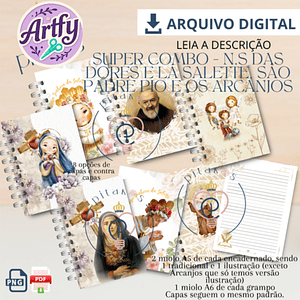 COMBO SANTINHOS - NS DAS DORES, LA SALETTE, PADRE PIO E OS ARCANJOS