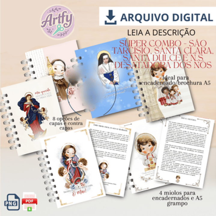 COMBO SÃO TARCISIO SANTA CLARA SANTA DULCE E NS DESATADORA DOS NÓS 1