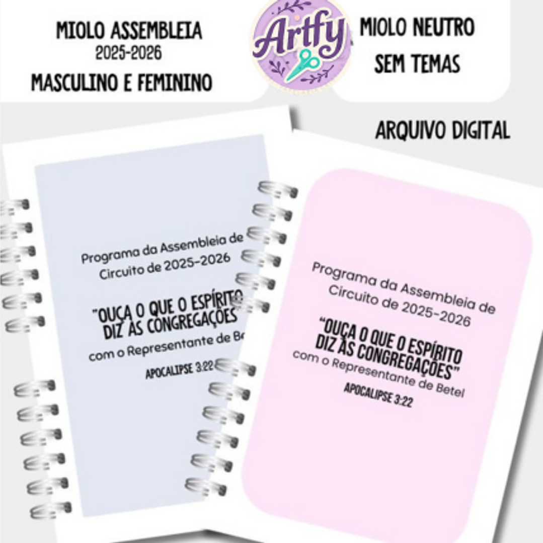 MIOLO NEUTRO SEM TEMA MASCULINO E FEMININO 1