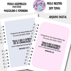 MIOLO NEUTRO SEM TEMA MASCULINO E FEMININO