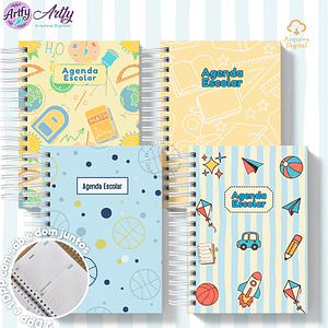 Agenda Escolar 2026 - Azul com Amarelo (A5)