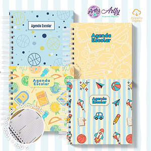 Agenda Escolar 2026 - Azul com Amarelo (Mini Quadrada)