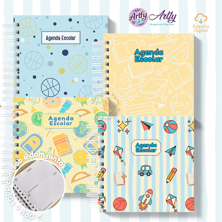 Agenda Escolar 2026 - Azul com Amarelo (Mini Quadrada) 1