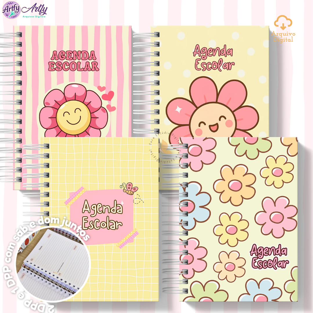 Agenda Escolar 2026 - Rosa com Amarelo (A5) 1