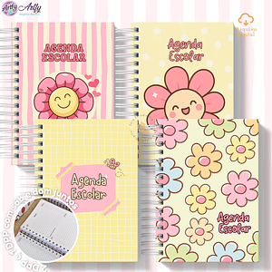 Agenda Escolar 2026 - Rosa com Amarelo (A5)