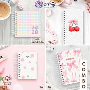 Combo Agendas Fofas 2026 - Datadas e Não Datadas