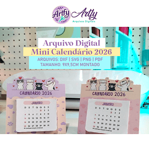 Mini Calendário 2026 - Gatinhos