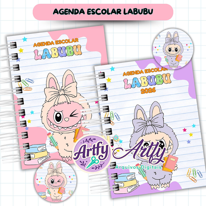 Agenda Escolar Menina 2026 - Labubu 1