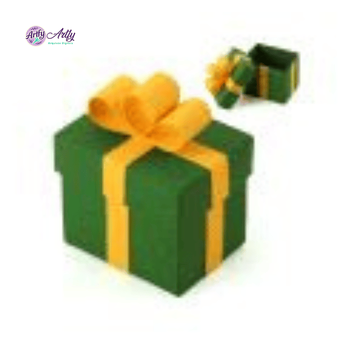 Cubo de Presente Verde 3D 1