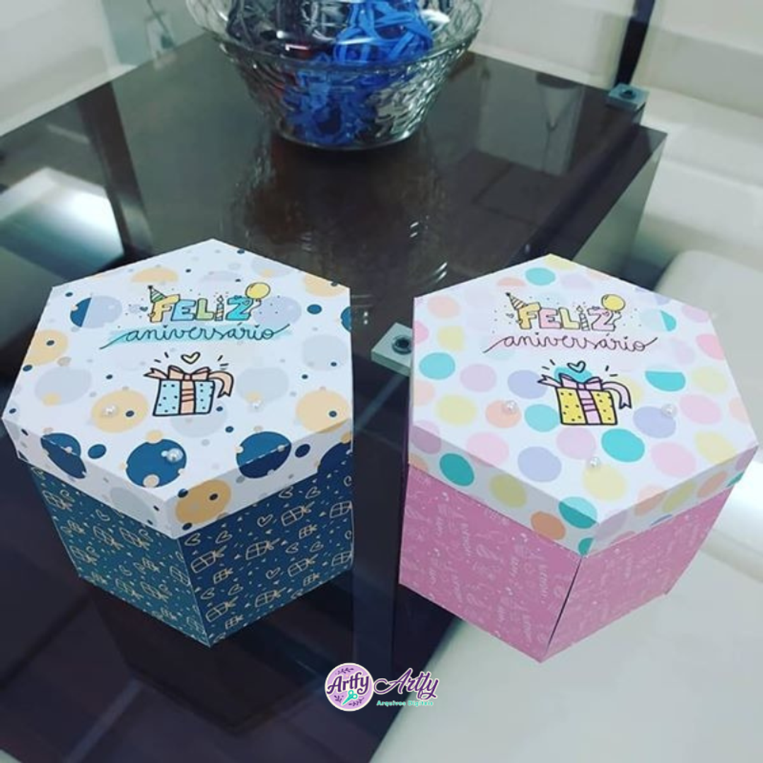 Caixa Explosão Feliz Aniversário 1