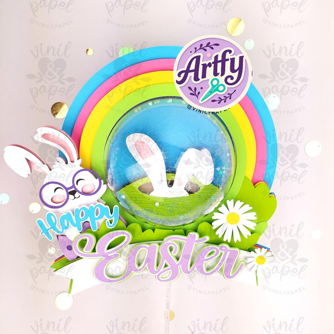 Topo de Bolo - Coelho Arco-Íris 1