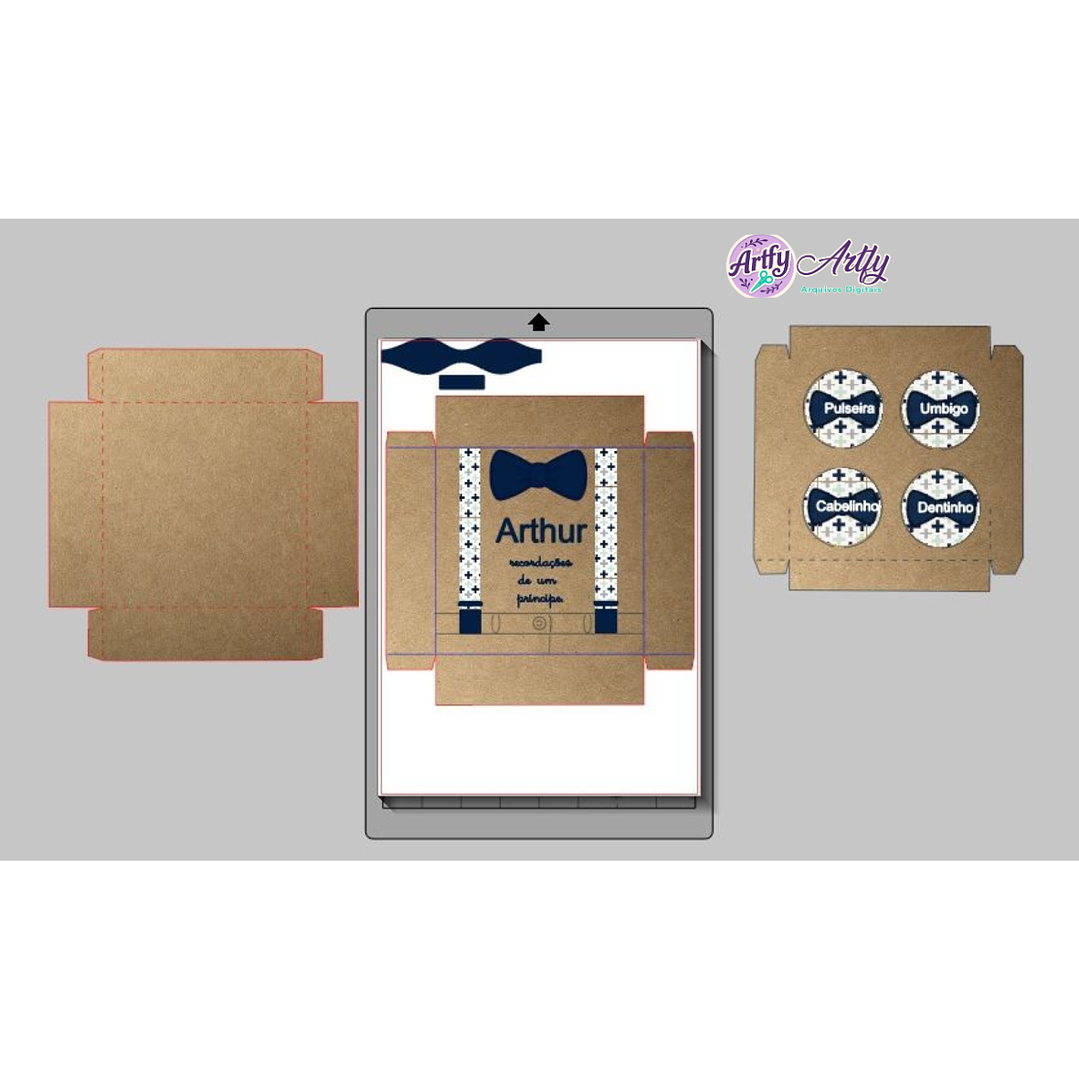 Caixa recordação para 4 Latinhas suspensórios 1