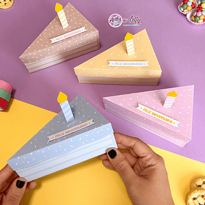 Caixa de fatia de bolo de aiversário - Cores