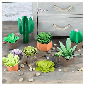 Feixe de suculentas e cactos de papel