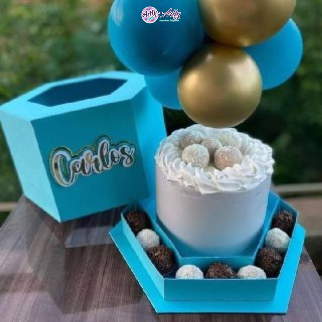 Caixa Sextava Abertura Topo de Bolo 1