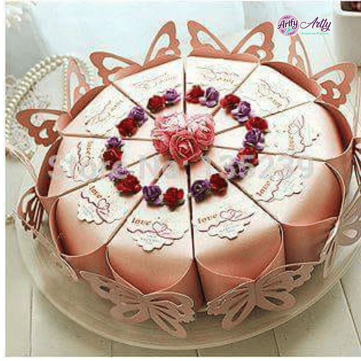 Caixa Fatia de Bolo Borboleta 1