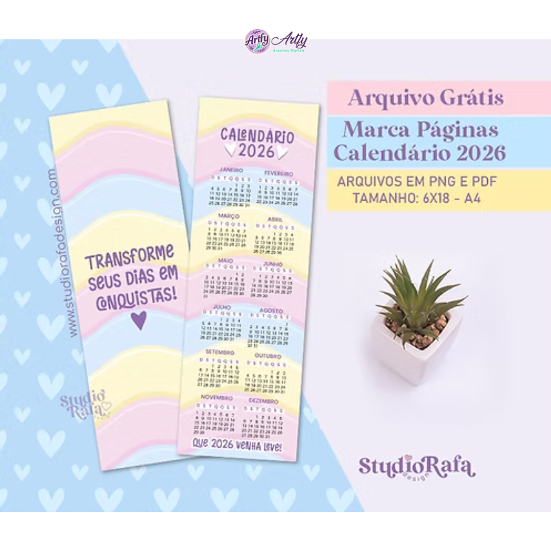 Marca Página Calendário 2026 1
