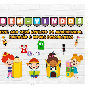  Painel Bem-Vindos Tema Lápis