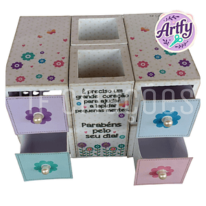 Porta Lápis com Gaveta