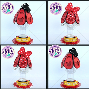 Porta Tubete Abajur - Mikey, Minie e Margarida