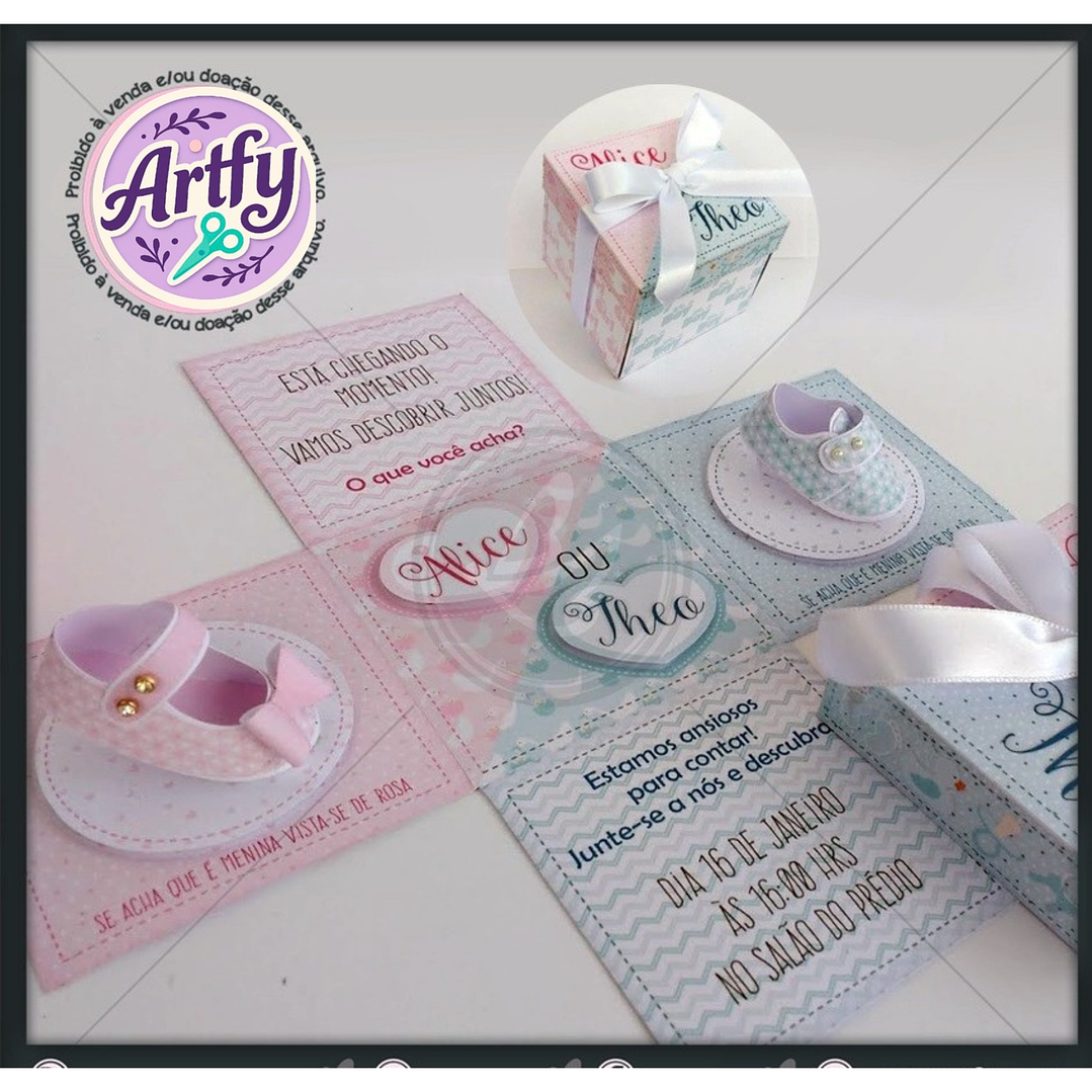 Convite Caixa Explosão  Chá Revelação 1